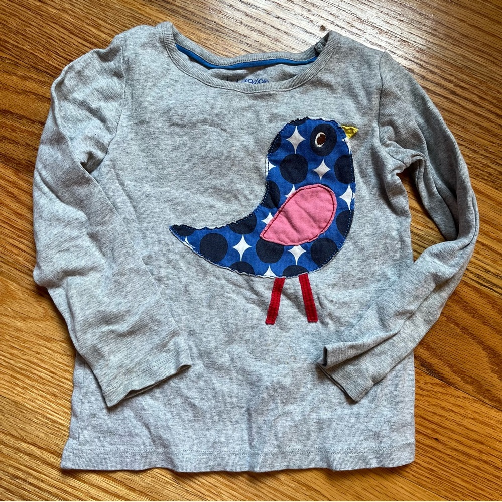 Mini Boden patchwork bird shirt size 2-3 years